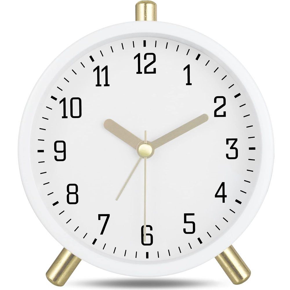 Sarfly Glockenwecker Metall Wecker Analog ohne Ticken, Lautlos Wecker mit Licht,Moderne Einfache Deko Tischuhr Schlafzimmer Nachttisch