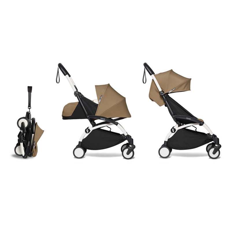Poussette complète Yoyo2 châssis blanc assise 0+ et 6+ toffee Babyzen