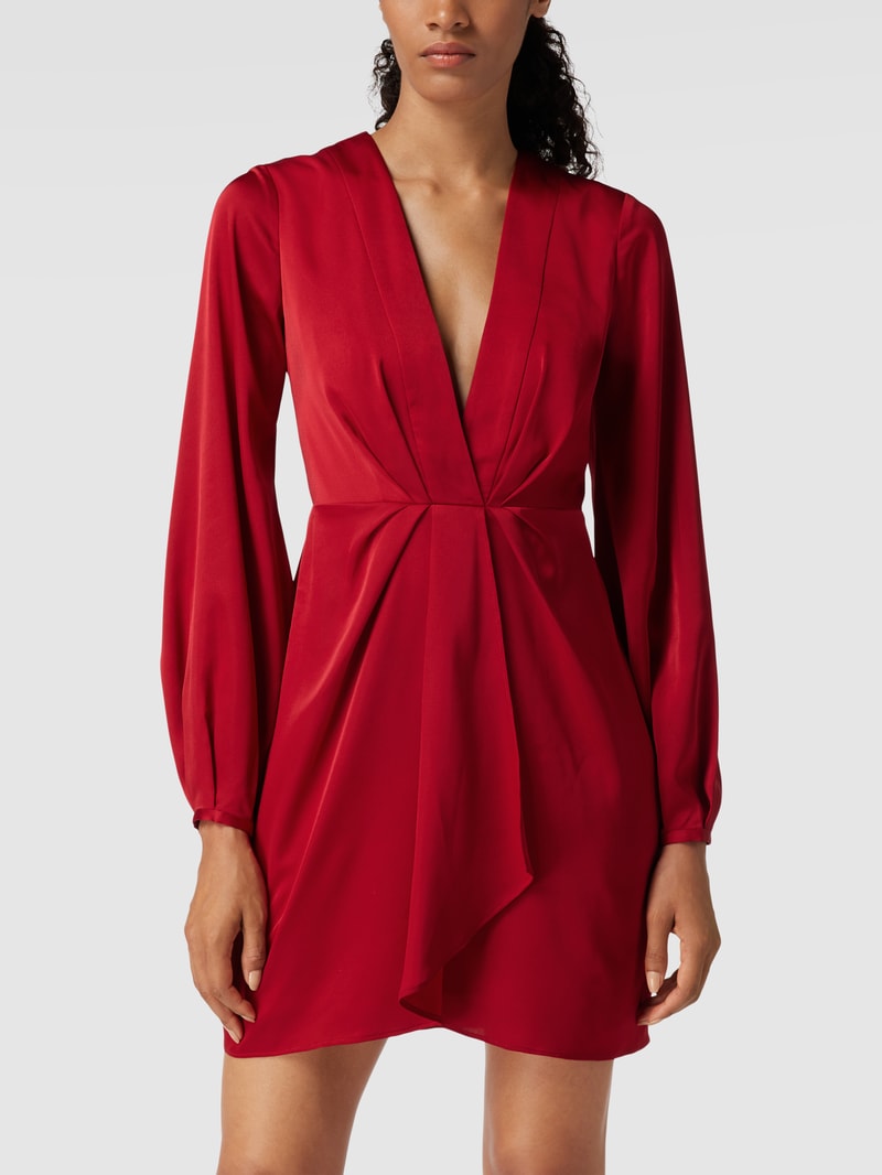 Cocktailkleid mit V-Ausschnitt in rot meliert