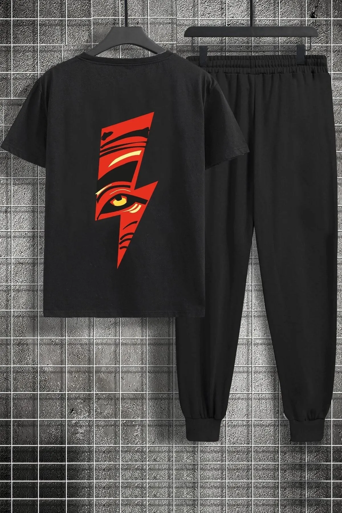 uyguntarz  Zweiteiliges Unisex-Trainingsanzugset mit Lightning-Print