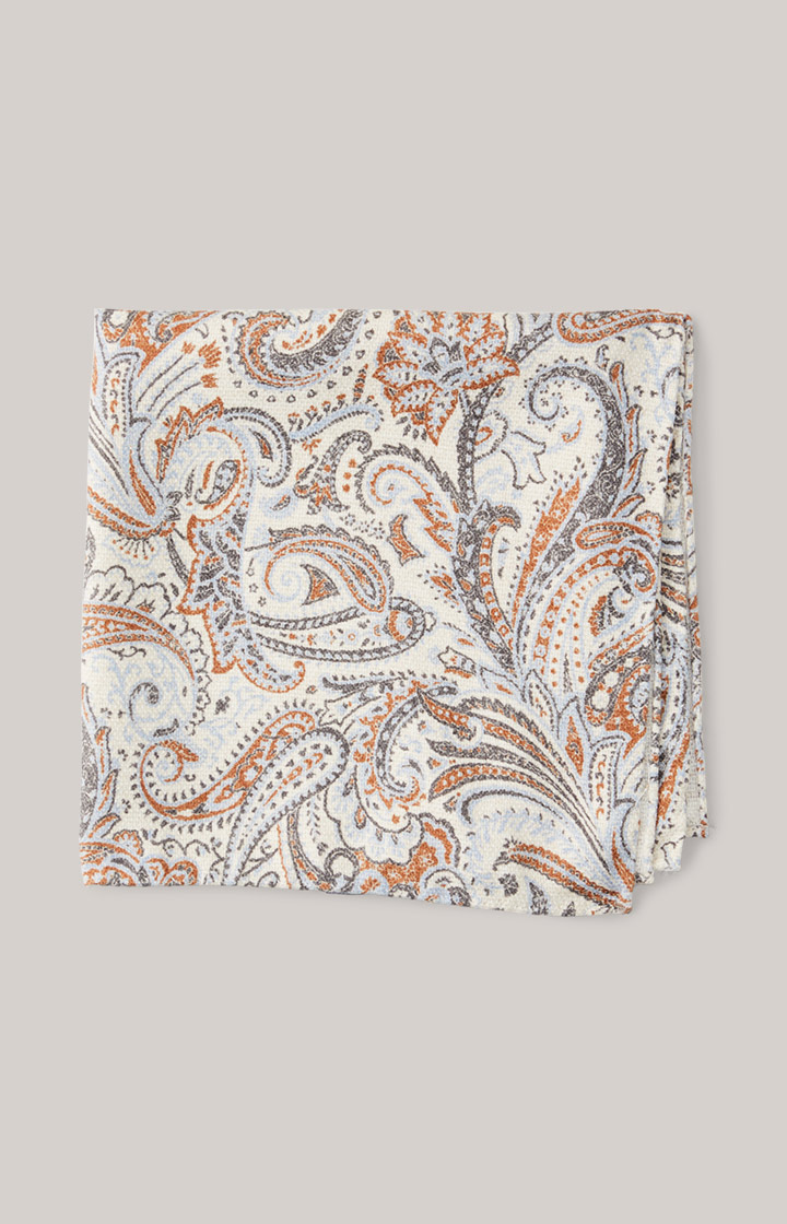 Seiden-Einstecktuch in Beige/Blau