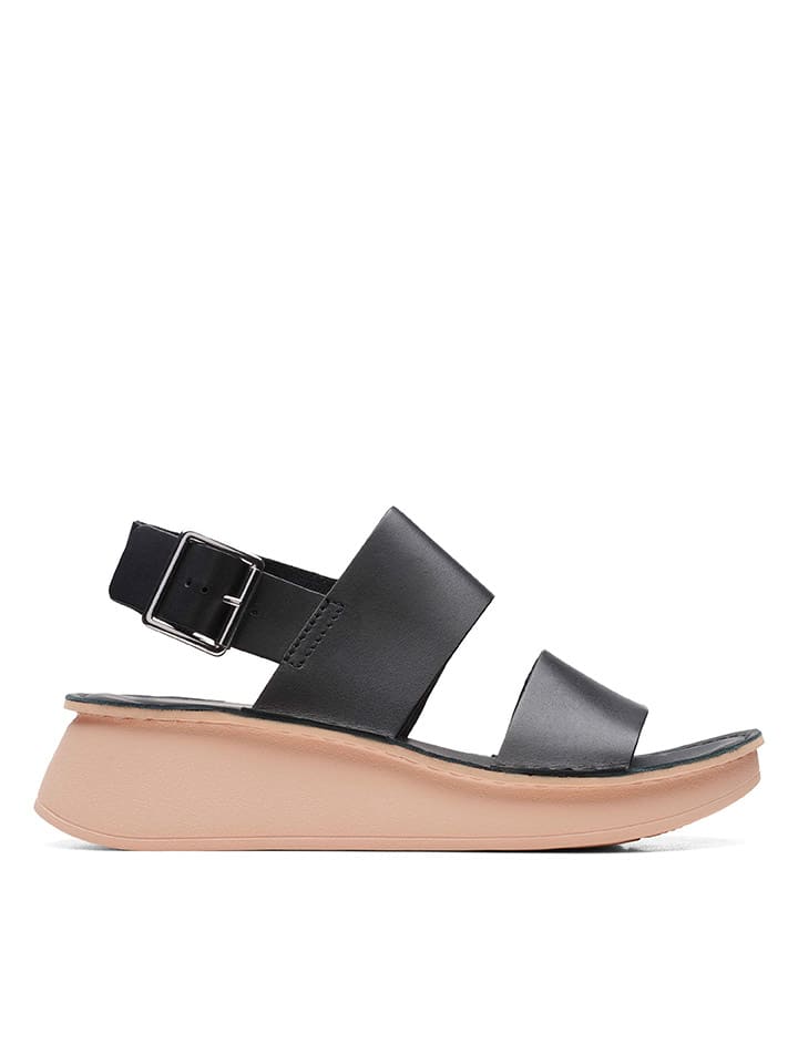 Clarks Leder-Keilsandaletten in Schwarz günstig kaufen