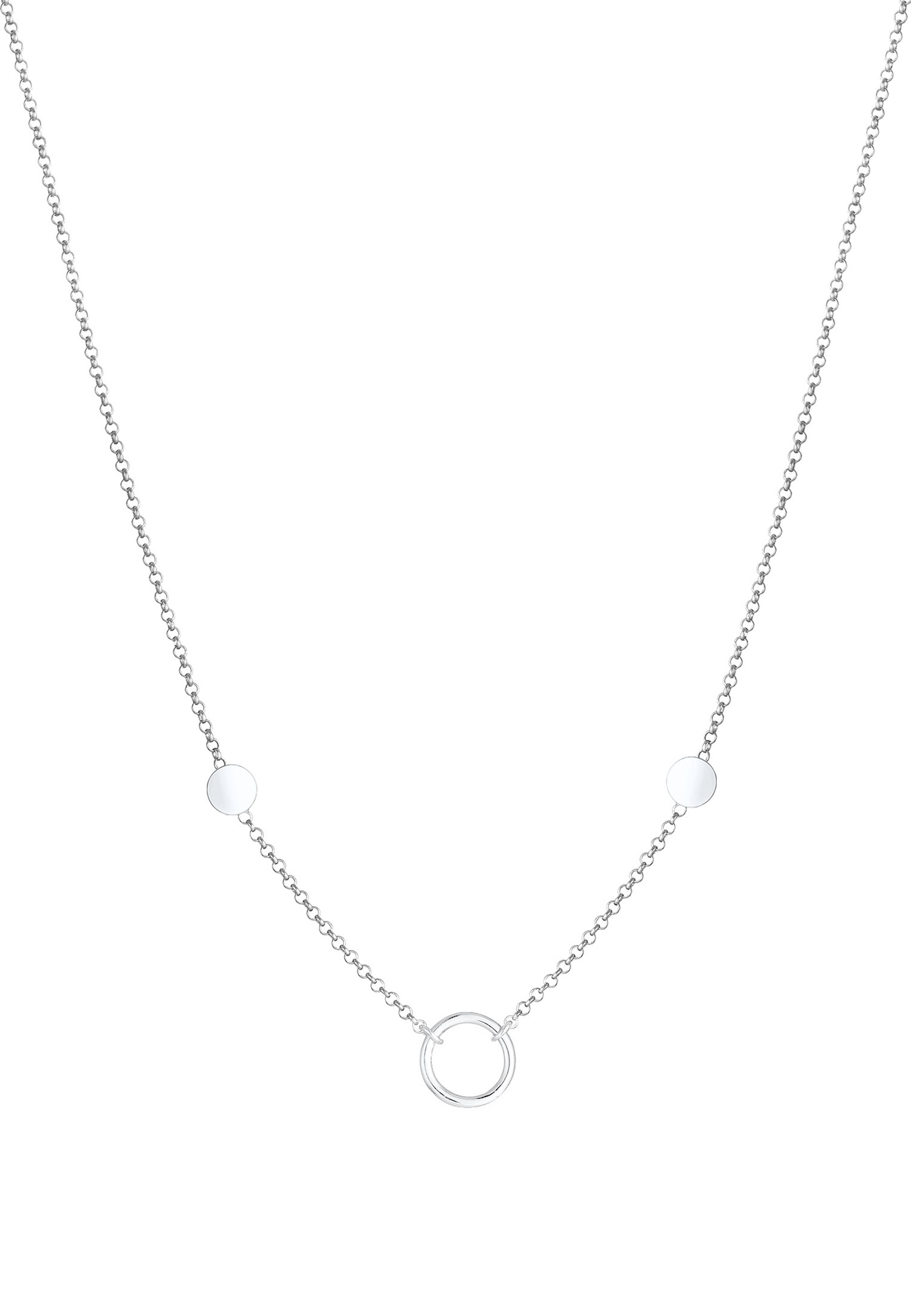 Dámsky náhrdelník Elli Circle Figaro s príveskom Basic Trend - (925/1000) striebro