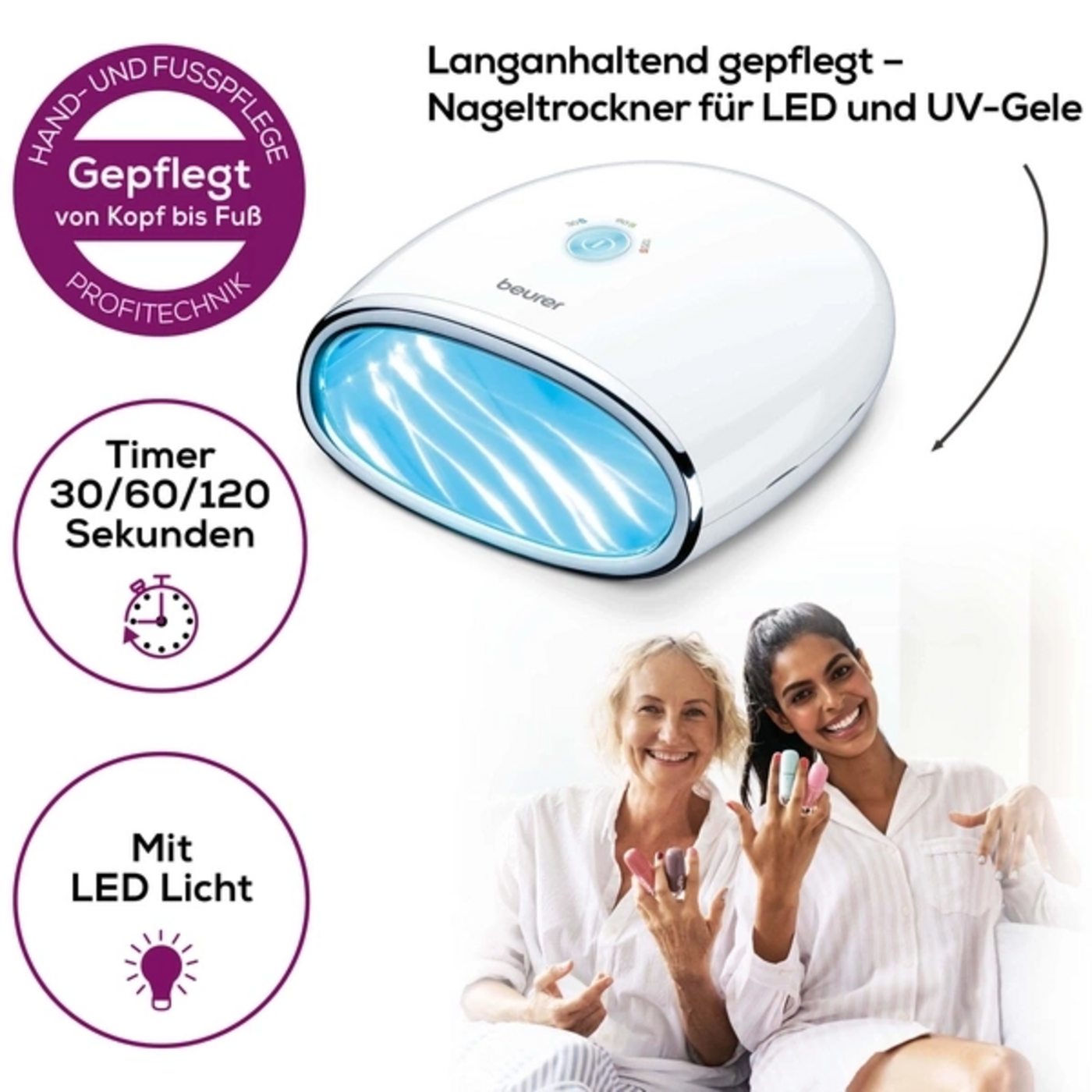 Beurer Wiederaufladbares Maniküre- & Pediküreset MP 84 & LED/UV-Nageltrockner - MP 48-Das Komplettpaket für Hände und Füße