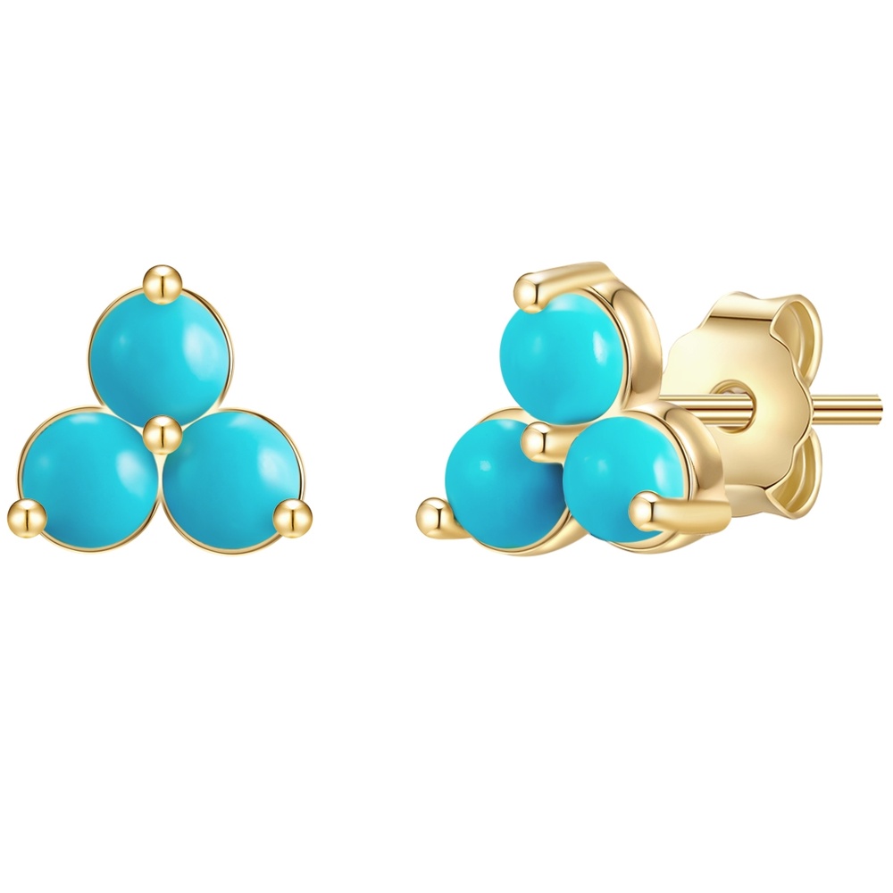 Glanzstücke München Puces d'oreilles en argent Argent sterling Turquoise reconstituée en Or jaune Boucles d'oreilles