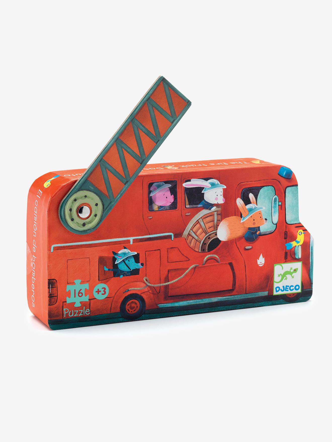 Puzzle Le camion de pompier 16 pièces DJECO multicolore