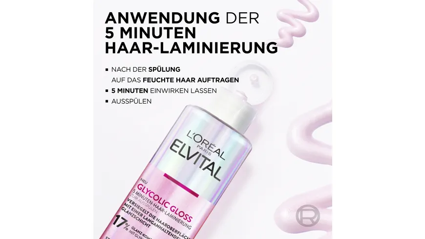 L'Oréal Paris Elvital Glycolic Gloss 5 Minuten Haar-Laminierung - Versiegelung für intensiven Glanz bei stumpfem Haar 200 ml