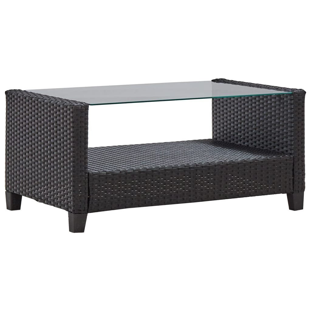 vidaXL Loungesofa 6-tlg. Garten-Sofagarnitur mit Auflagen Poly Rattan Schwarz, 6 Teile