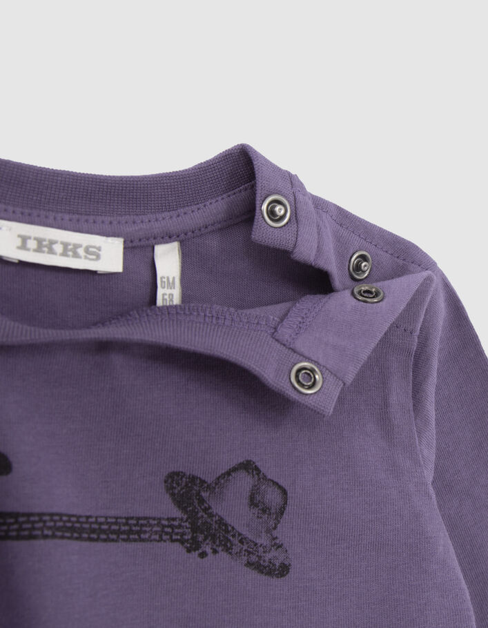 T-shirt violet bio print rock devant et dos bébé garçon