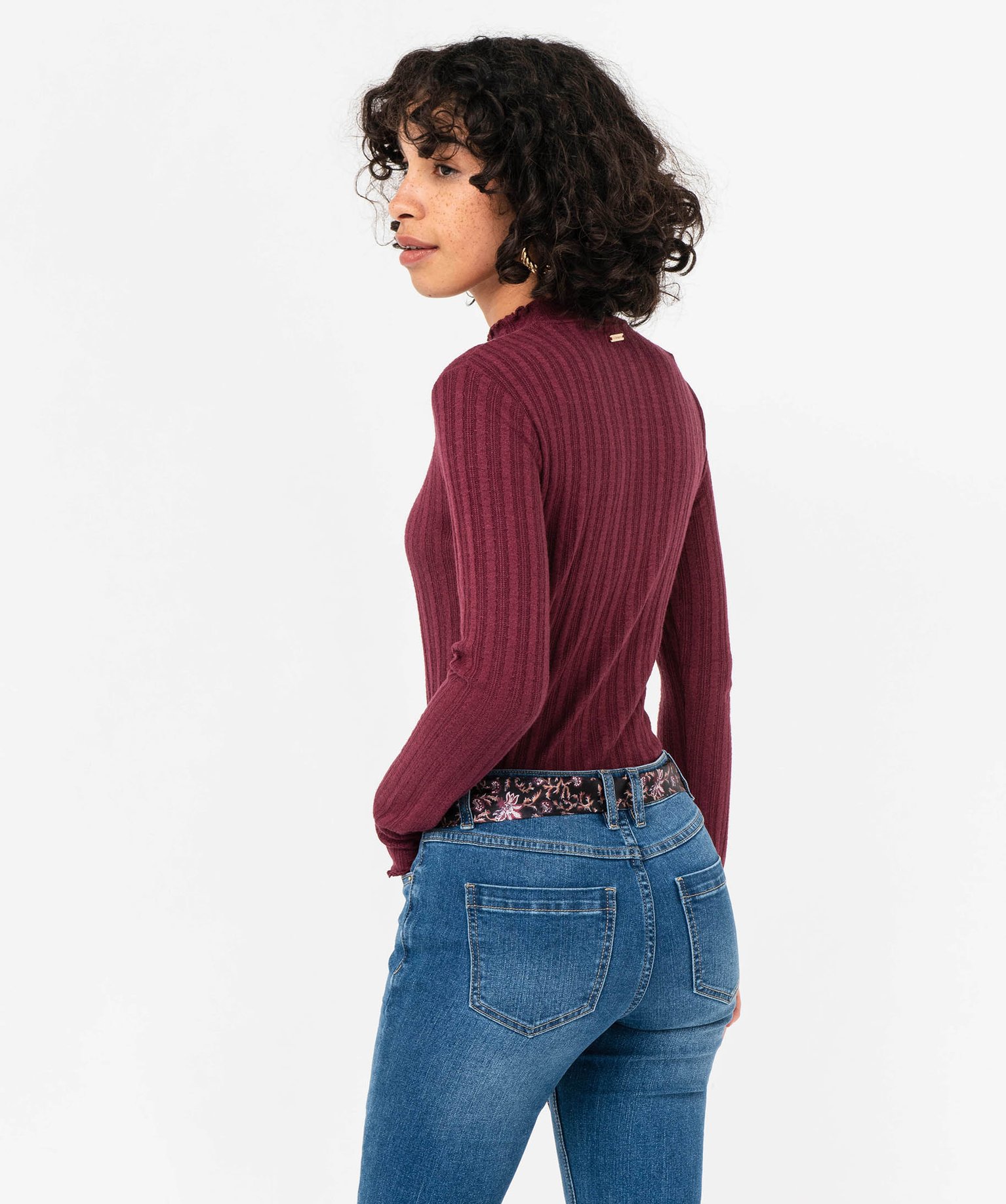 Tee-shirt à manches longues et col montant femme - LuluCast... bordeaux | GEMO