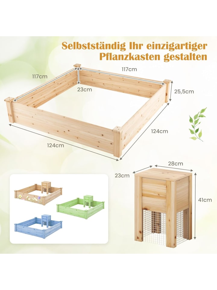 COSTWAY Hochbeet mit Kompostbehälter in Beige günstig kaufen onesize