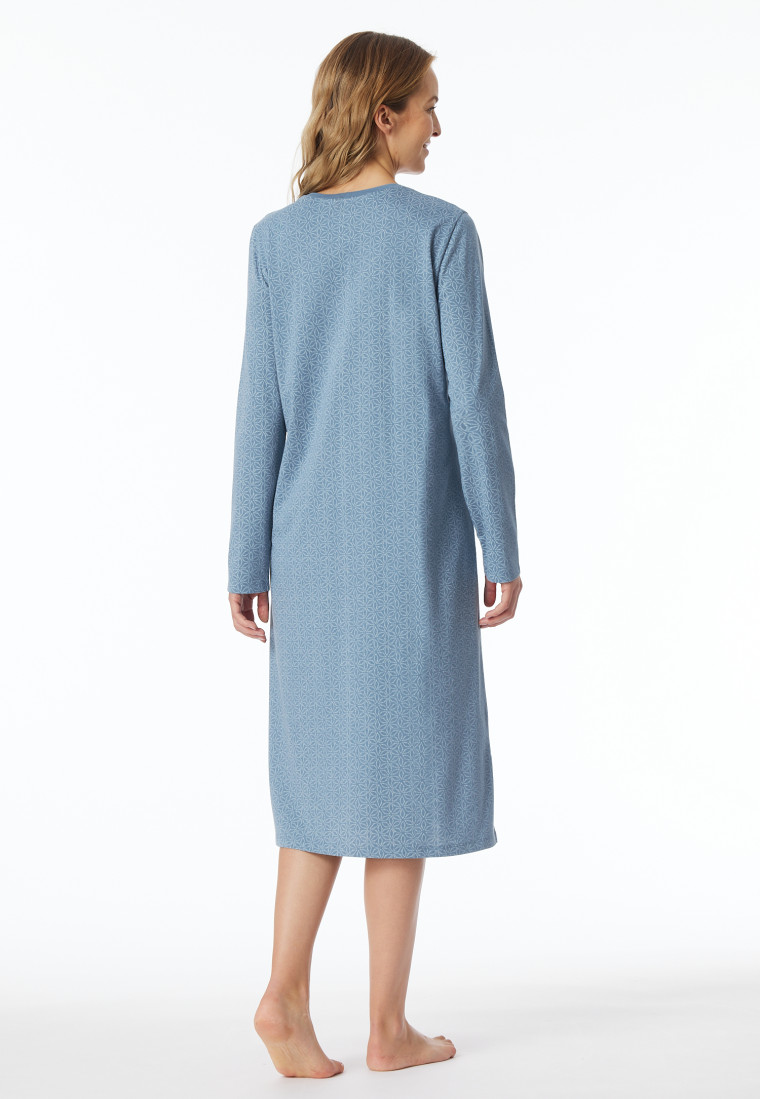 Nachthemd langarm blaugrau gemustert - Comfort Essentials