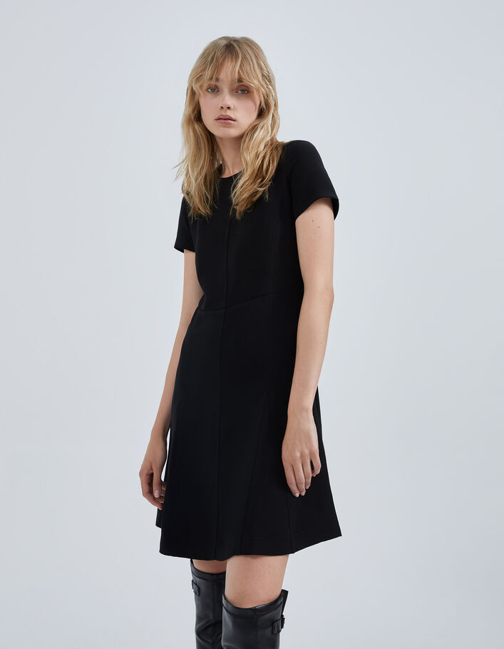 Robe noire recyclée surpiqûres ton sur ton Femme