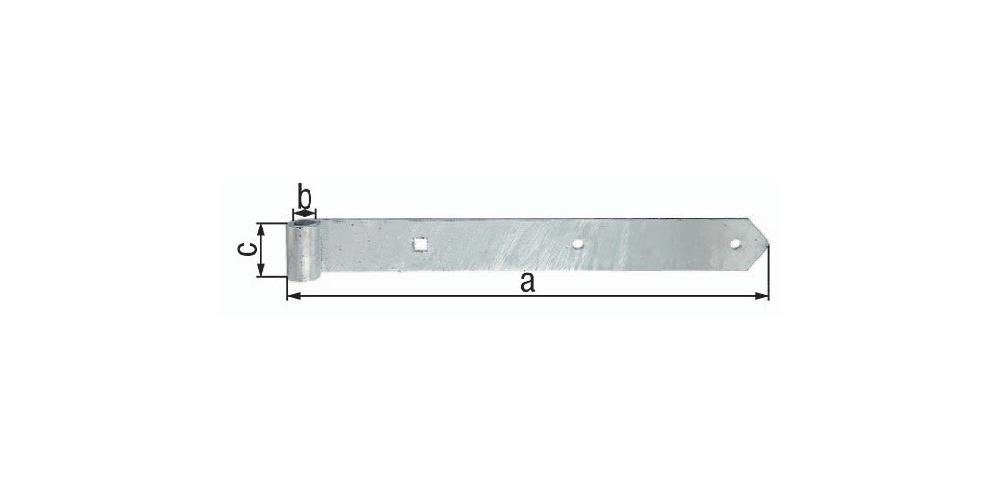 Alberts Türbeschlag Ladenband Breite 40 mm Länge 500 x 40 mm Stärke 5 mm Ø 13 mm Stahl feuerverzinkt abgerundet