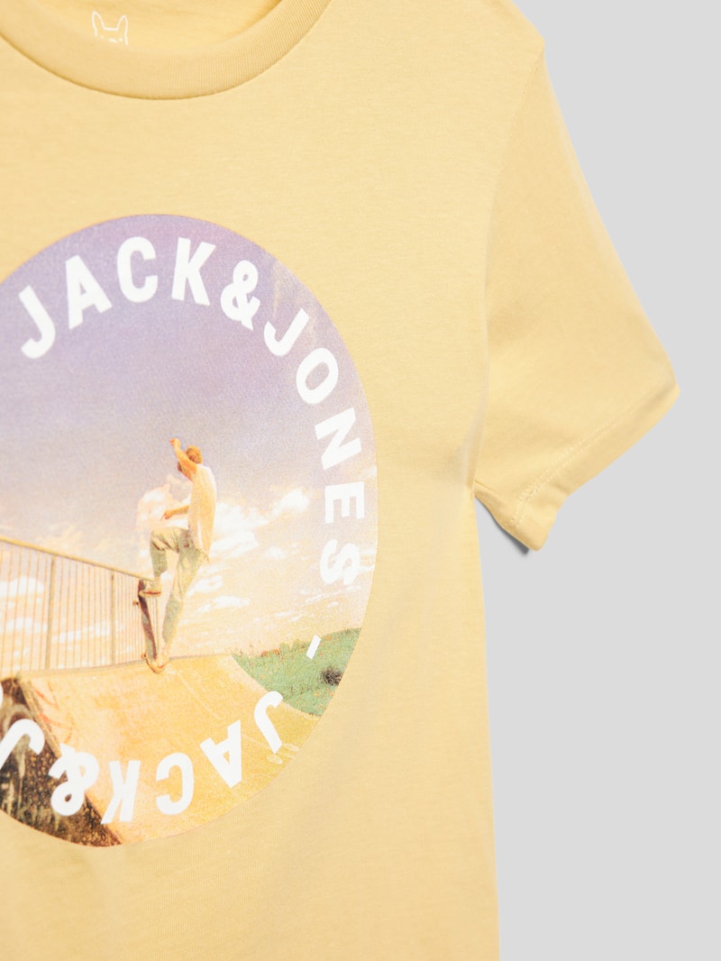 T-Shirt mit Motiv-Print Modell 'GEM' in hellgelb
