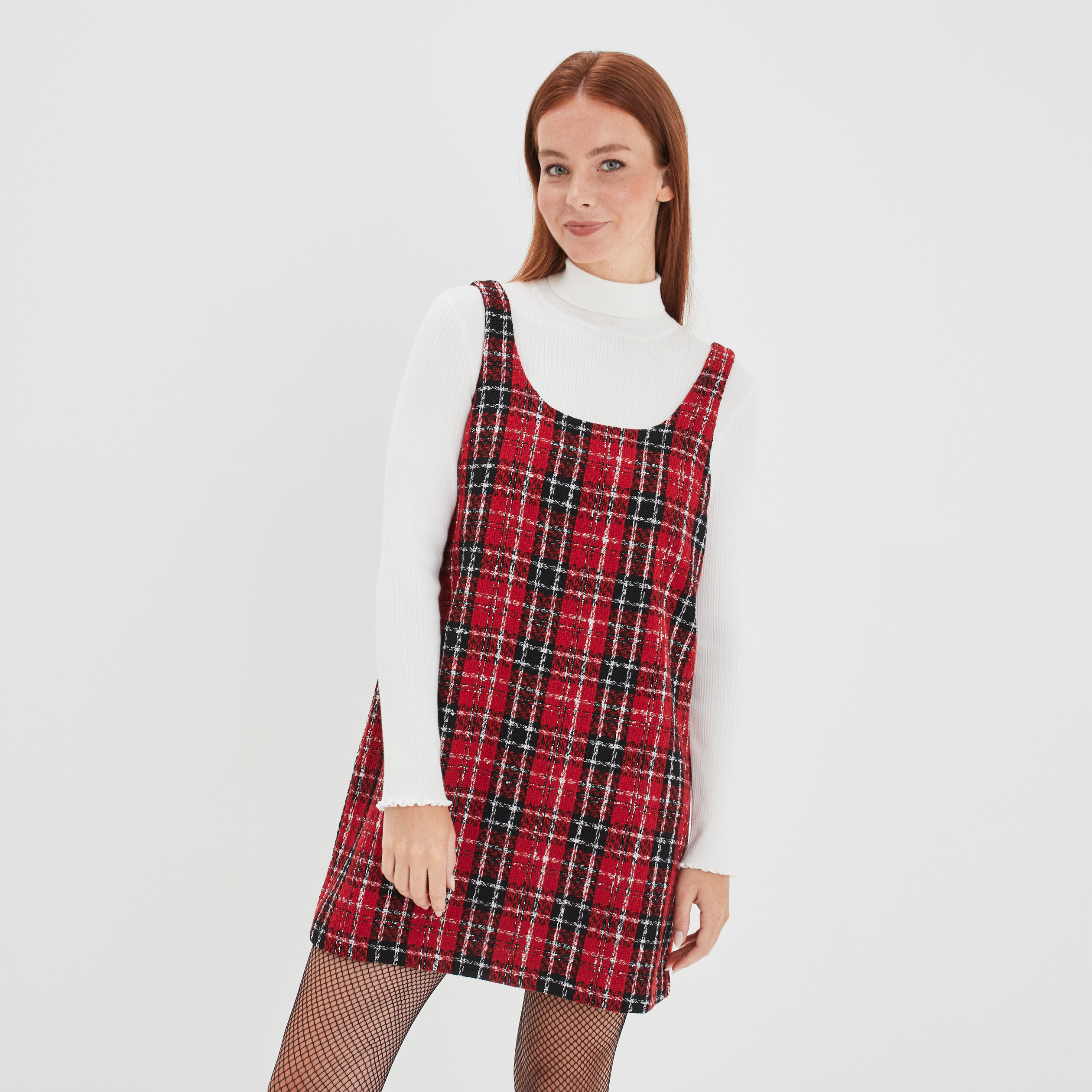 Robe chasuble courte droite rouge femme | La Halle