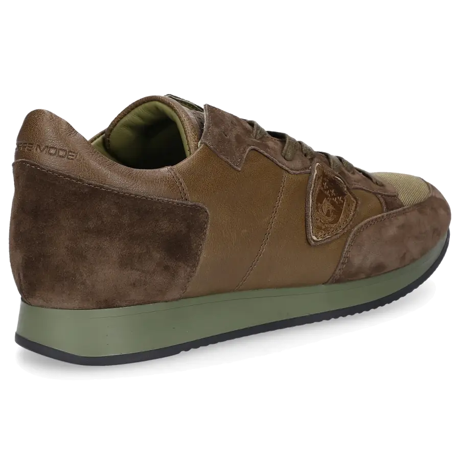 Philippe Model - Sneaker low Tropez Glattleder Veloursleder Logo olive - oliv