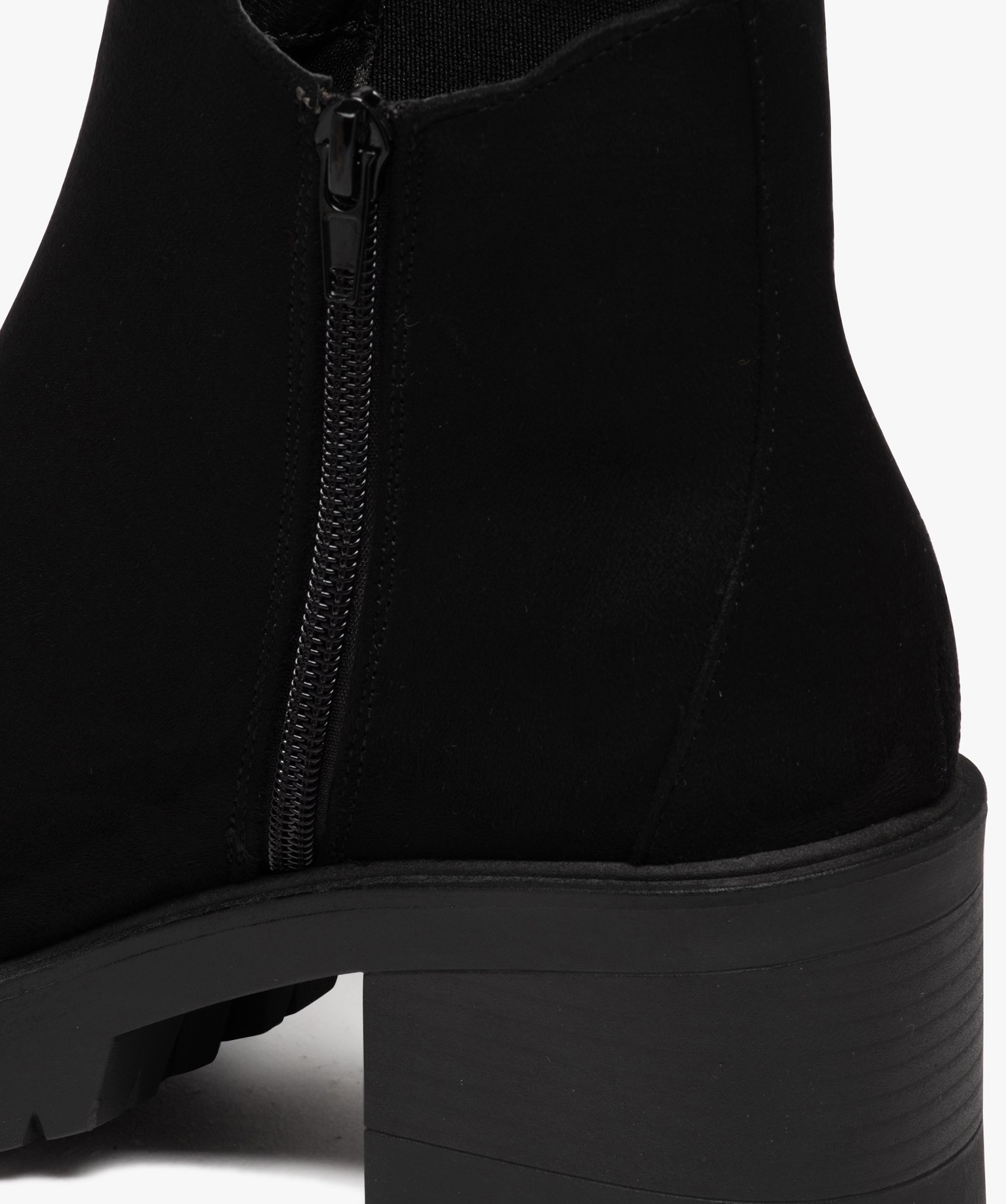 Boots femme à talon large en suédine unie avec semelle cra... noir | GEMO