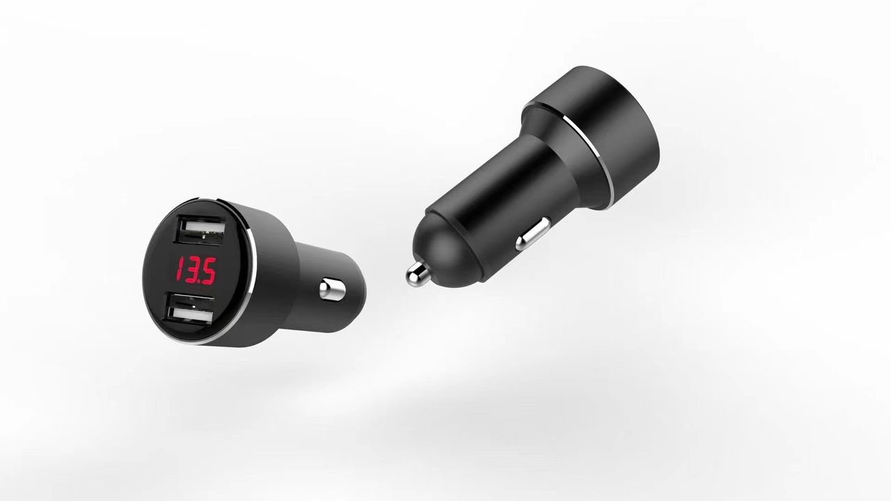 IWH DUAL USB Auto Ladegerät 2 x 2,4 A mit Spannungsanzeige