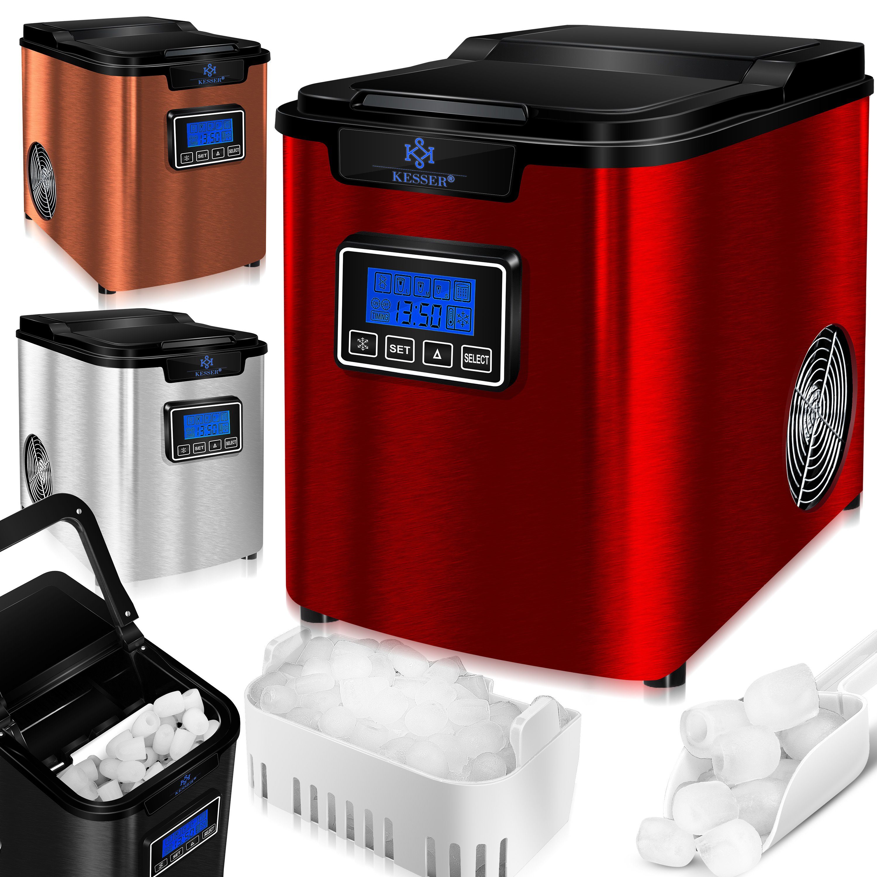 KESSER Eiswürfelmaschine, Eiswürfelbereiter Eiswürfelmaschine Edelstahl 150W Ice Maker