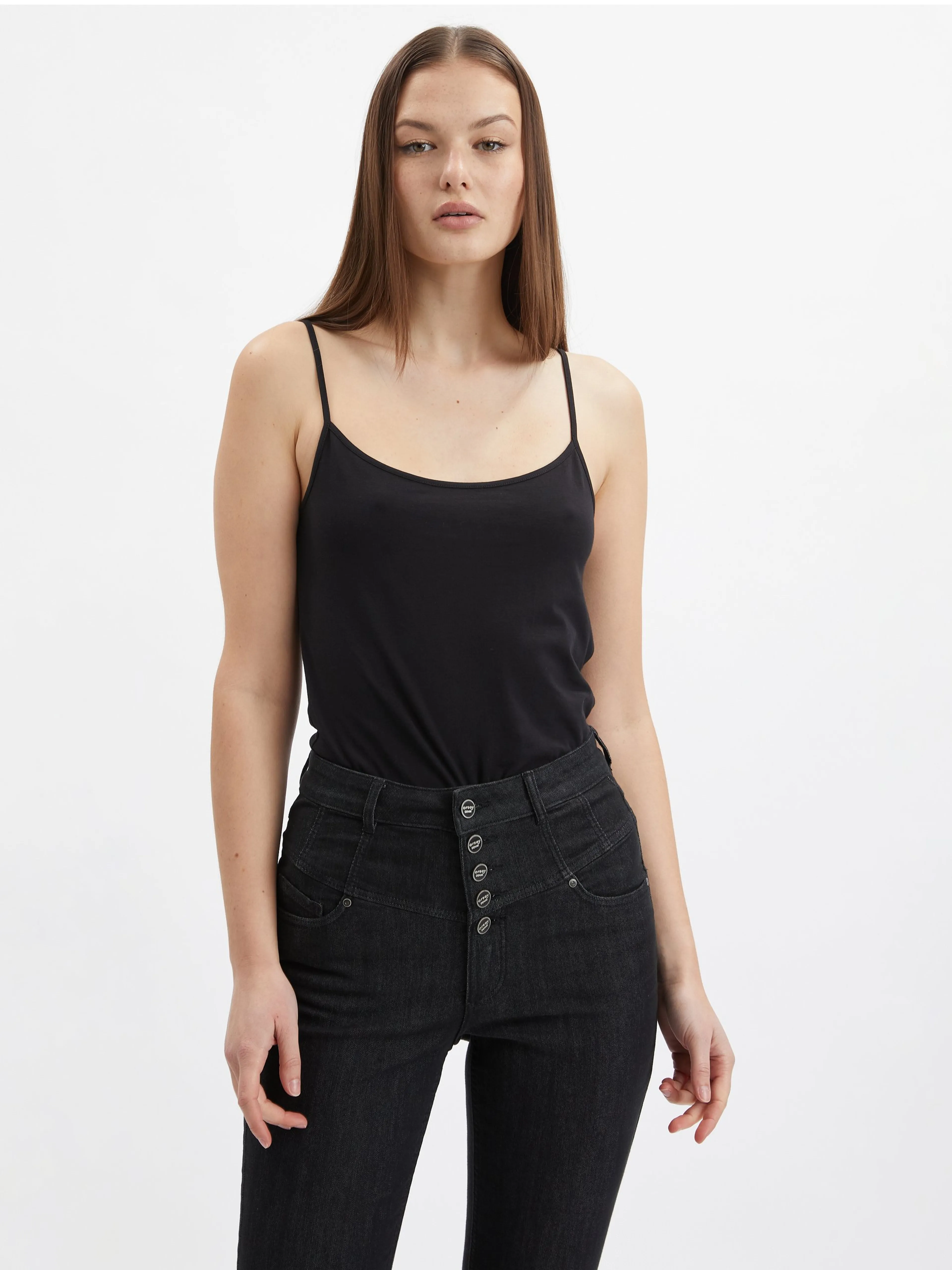 Set aus drei Damen-Basic-T-Shirts in Weiß, Beige und Schwarz ORSAY