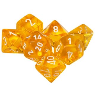 Yellow w/white Translucent Polyhedral 7-Die Sets
