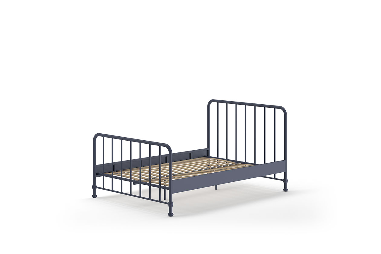 VIPACK Jugendbett BRONXX mit Liegefläche 140 xx 200 cm, Ausf. Metall Denim Blau matt