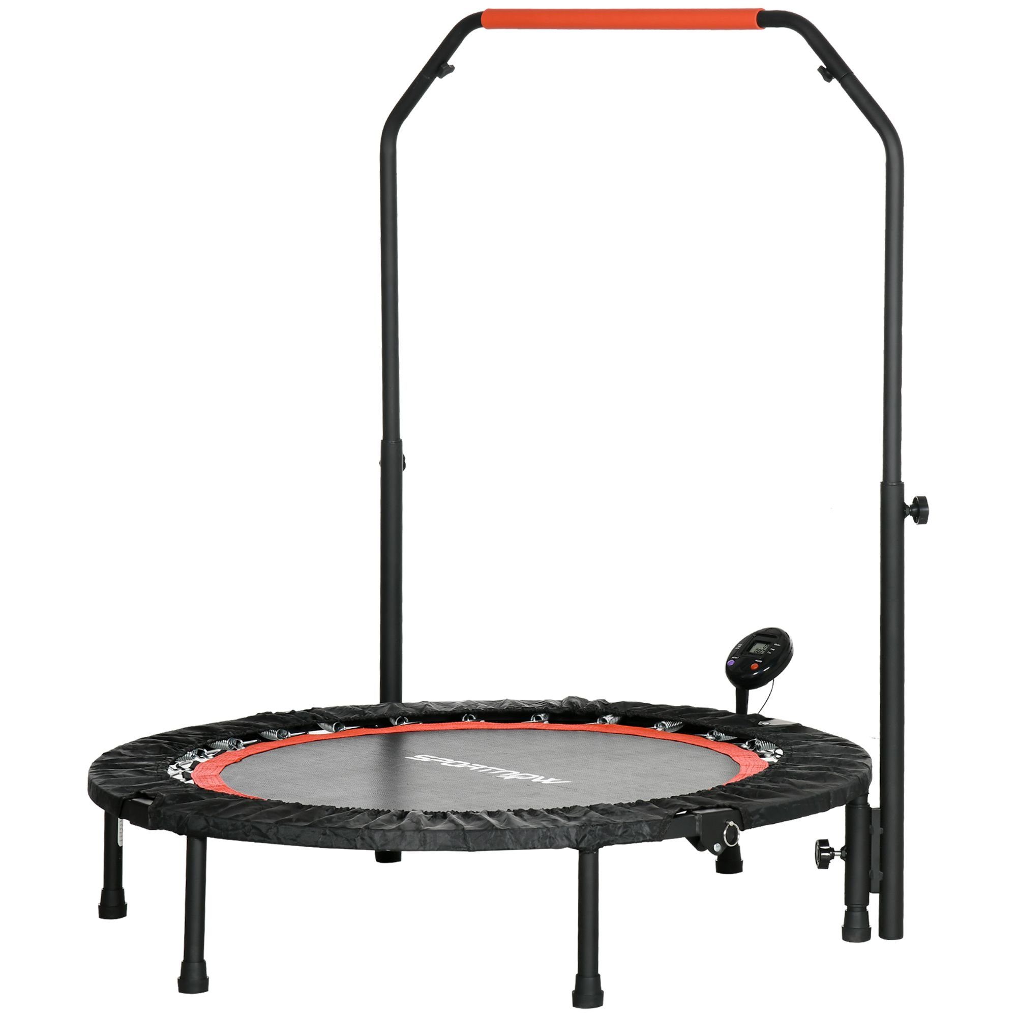 SPORTNOW Fitnesstrampolin mit Haltegriff, LCD-Monitor, Stahl, Ø 15 cm, (Set, 1, Fitness-Trampolin), Ø102 x 99-123H cm