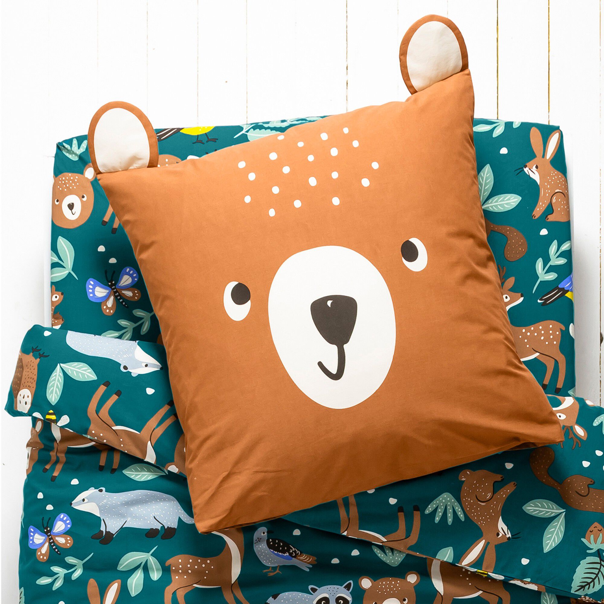 Linge de lit enfant à motifs Ourson en coton biologique, éco-responsable