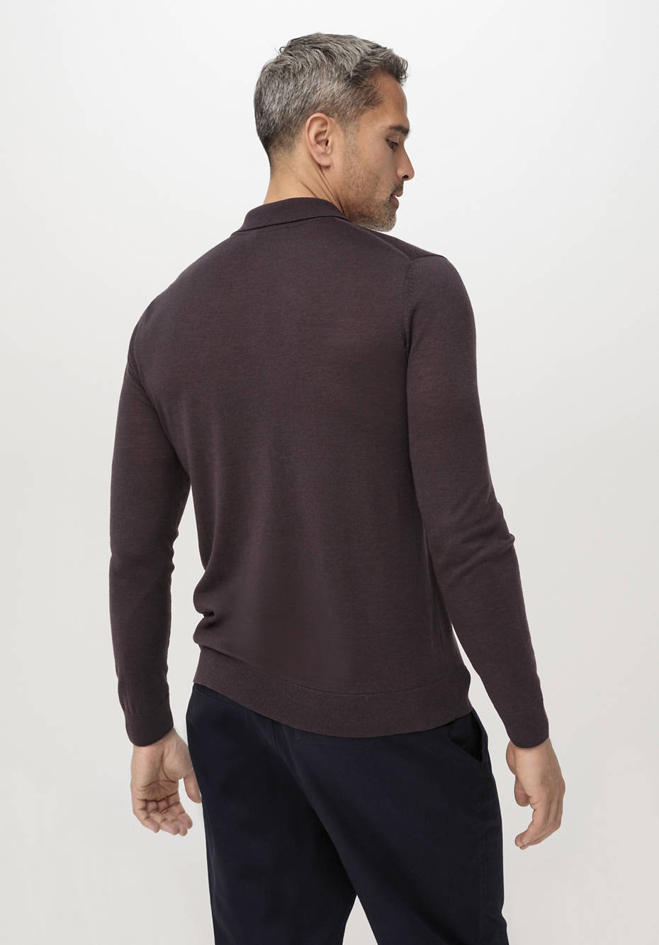 Langarm-Strickpolo aus reiner Bio-Merinowolle
