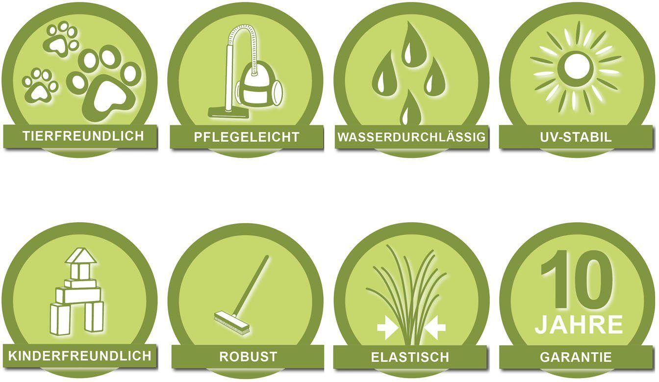 Kunstrasen Rasenteppich Jever, Andiamo, rechteckig, Höhe: 20 mm, realistische Optik, mit Drainagelöchern, strapazierfähig