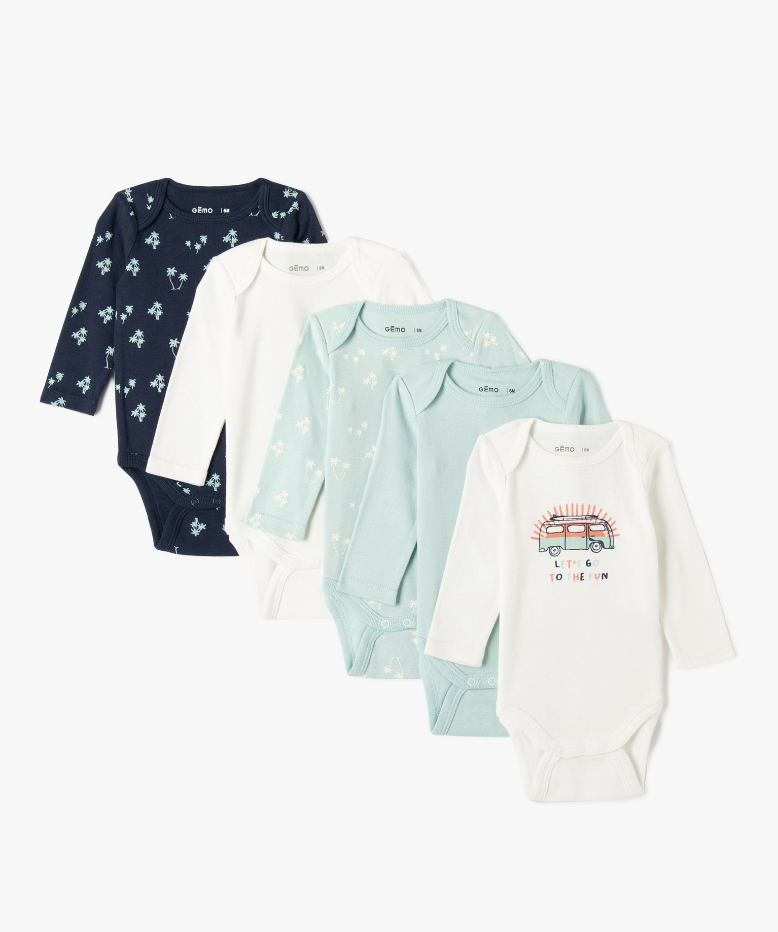 Body bébé à manches longues et col US 100% coton biologiq... vert | GEMO