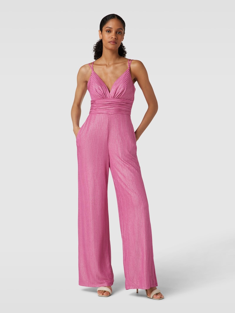 Jumpsuit mit Plisseefalten in pink