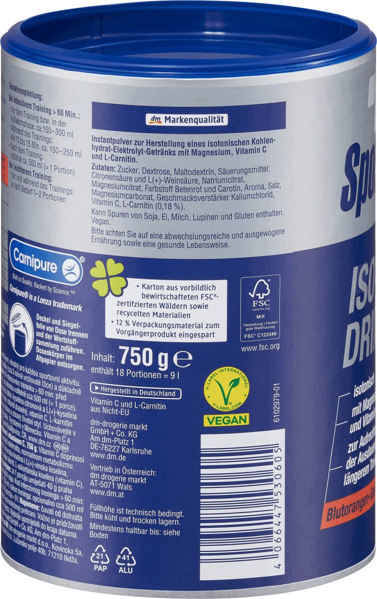 Iso-Drink Pulver, Blutorangen-Geschmack, 750 g