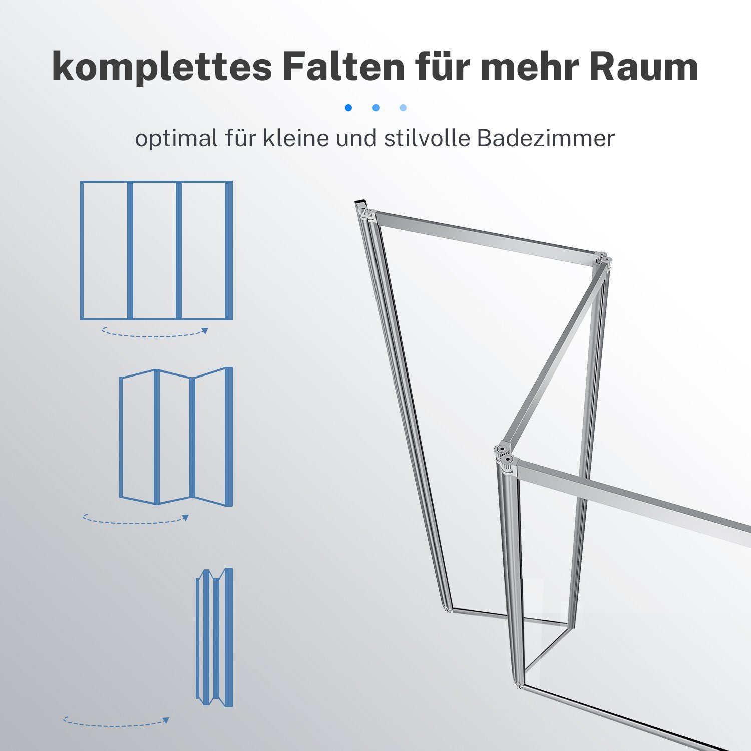 SONNI Badewannenaufsatz Badewannenaufsatz Faltbar, 3 teilige Faltwand,130x140 cm, Nano Glas, Einscheibensicherheitsglas mit Nano Beschichtung, 130x140 cm, für Badezimmer, faltbar, Badewannenfaltwand, Duschabtrennung
