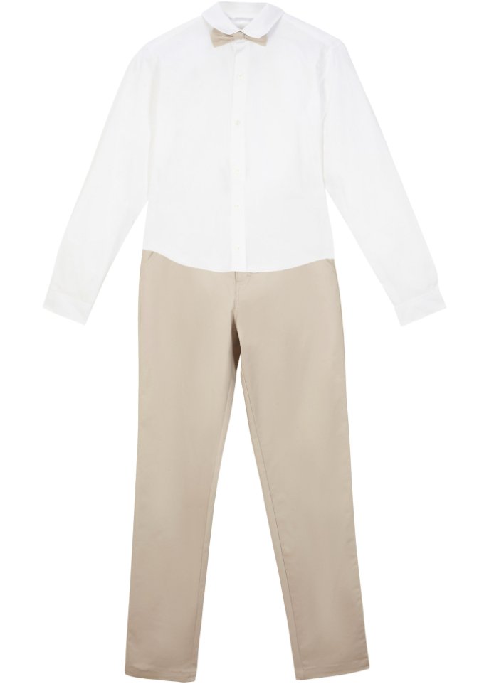 Jungen Chinohose, Hemd, Fliege, festlich (3-tlg.Set)