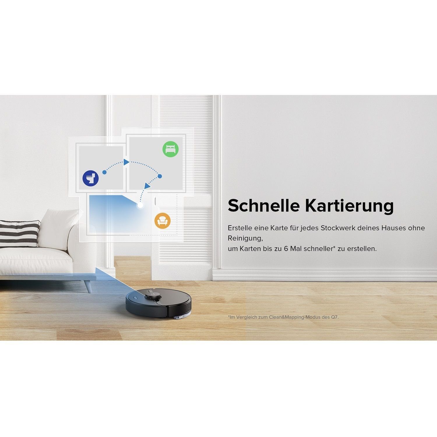 Roborock Akku-Hand-und Stielstaubsauger Q7 Vacuum Cleaner Saug- Wischroboter LiDAR Navigation 2700Pa, 58 W