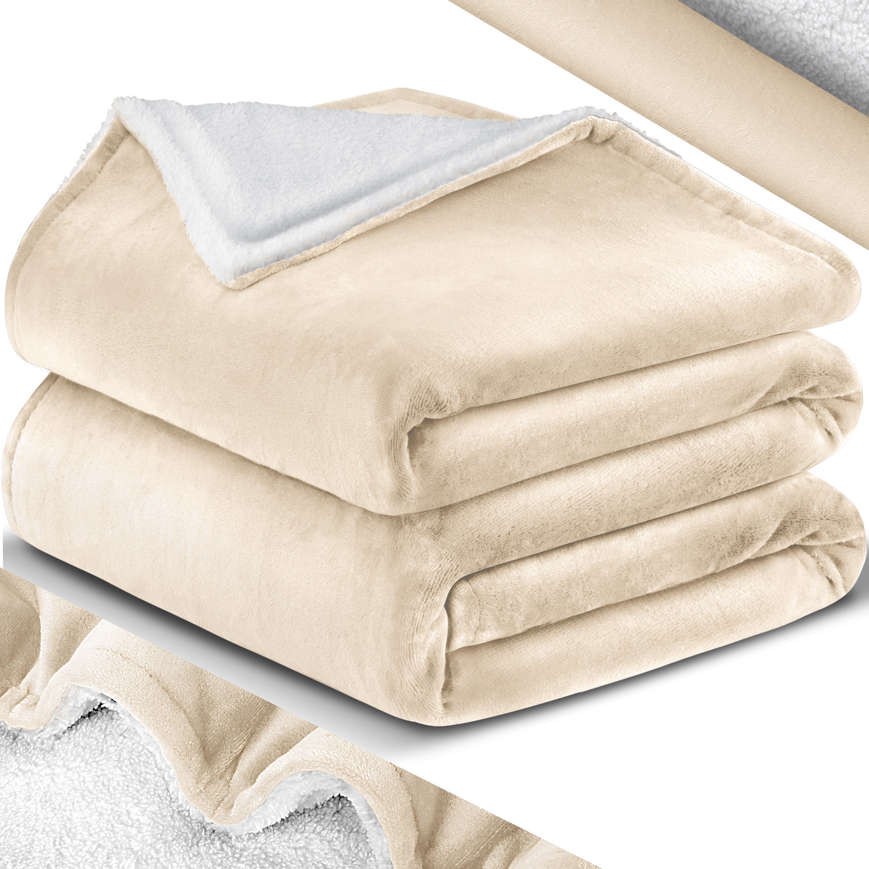 Wohndecke, KESSER, Kuscheldecke Flauschige Sherpa Extra Weich & Warm Wohndecke Flanell