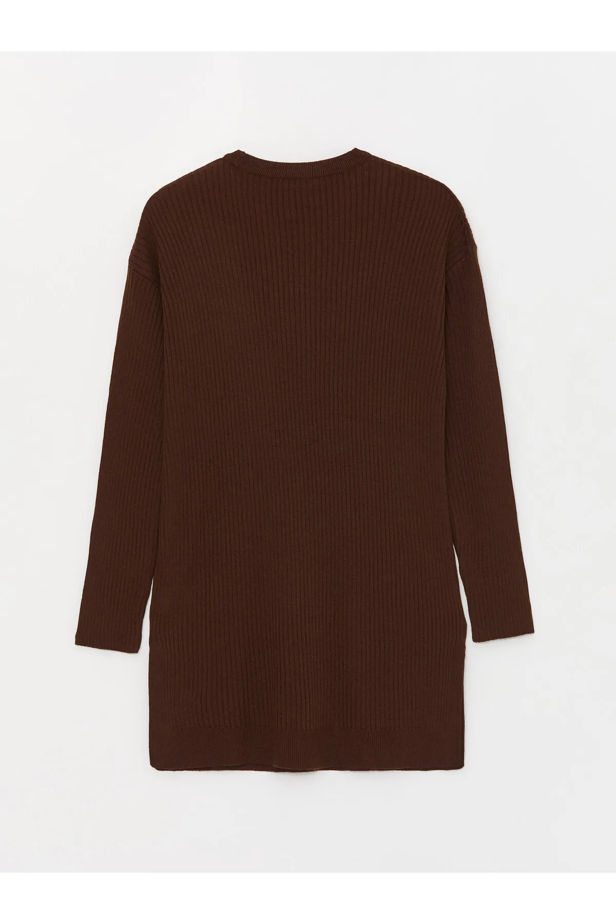 LC Waikiki  Einfarbige, langärmlige Oversize-Stricktunika für Damen mit Rundhalsausschnitt
