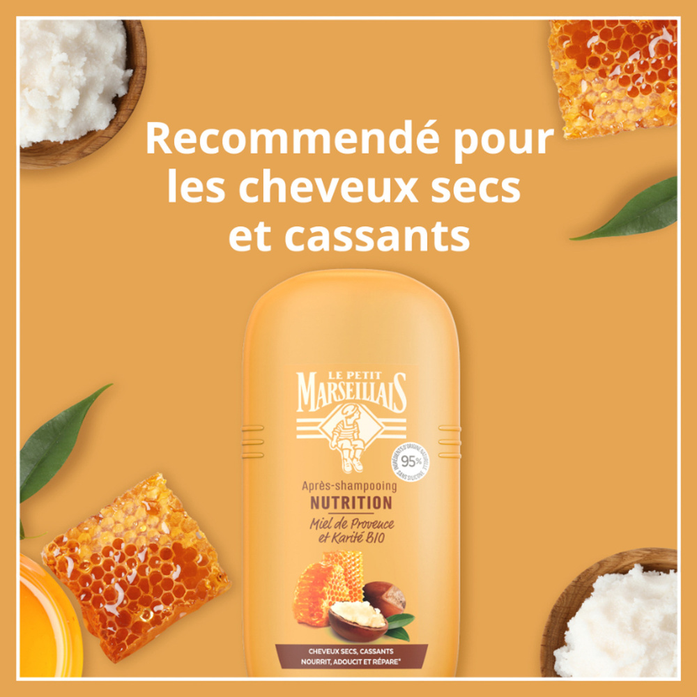 le petit marseillais Après-Shampooing Nutrition, Cheveux Secs, Miel de Provence BIO & Karité BIO Après-Shampooing