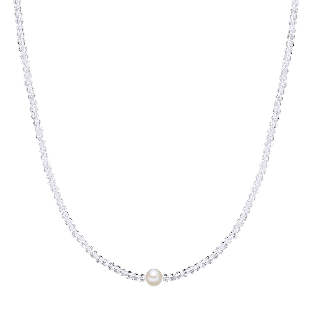 Valero Pearls Chaîne Argent sterling Cristal de quartz Perle de culture d'eau douce en Argent collier
