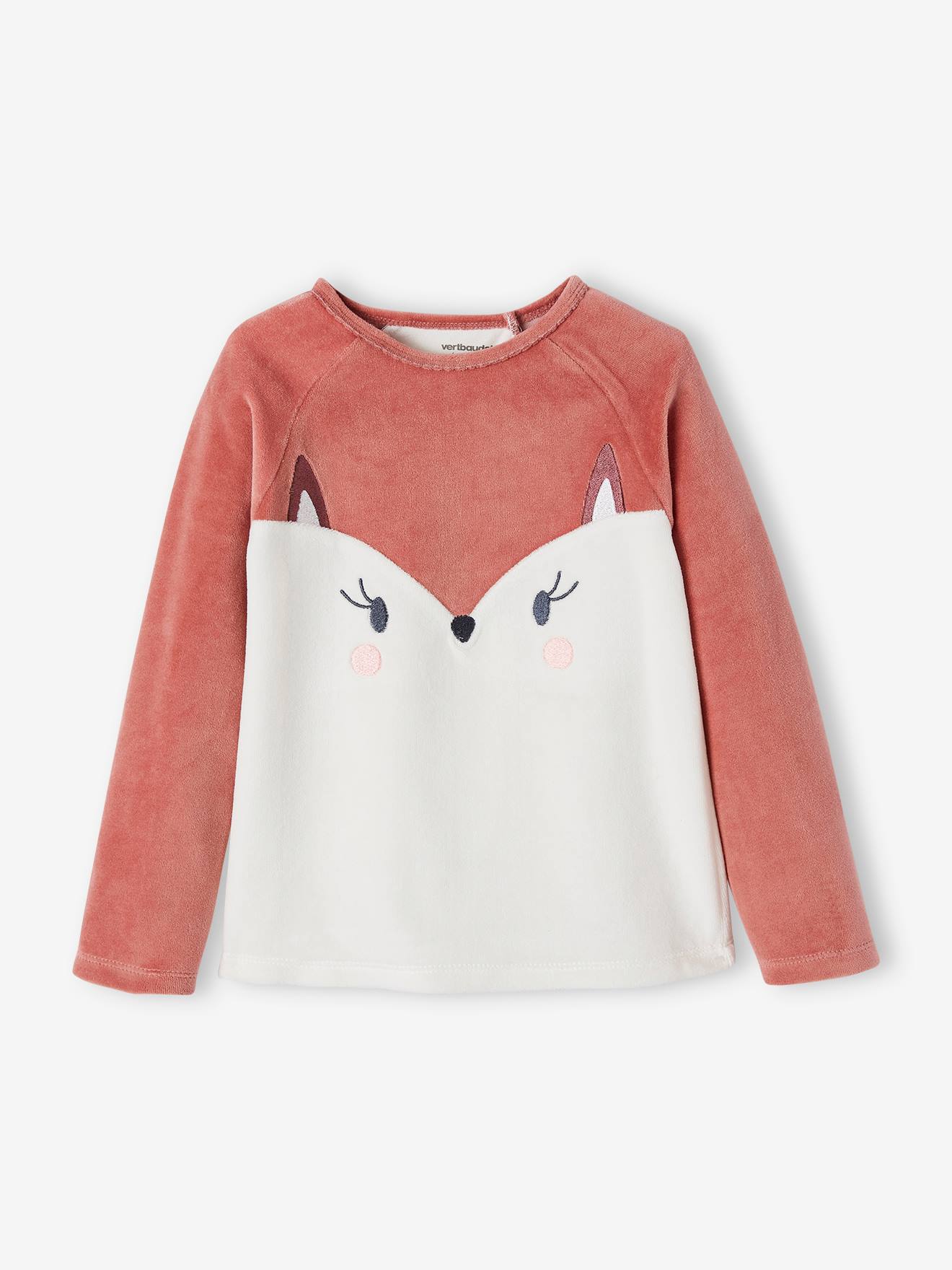 Pyjama fille renarde en velours rose fonce