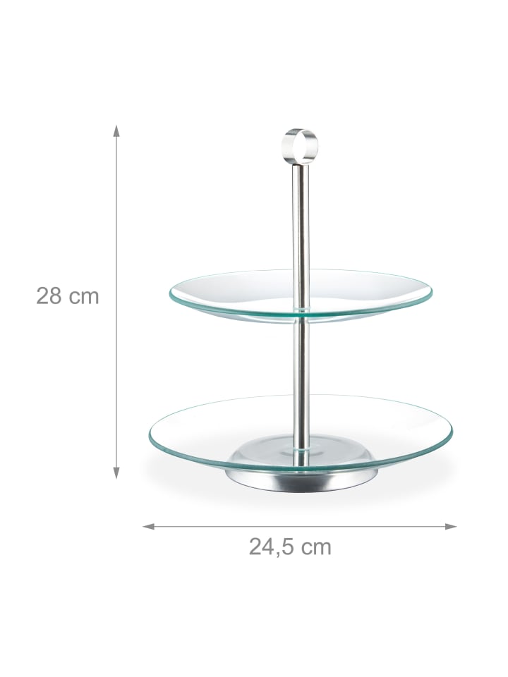 relaxdays Etagere rund in Transparent/ Silber günstig kaufen onesize