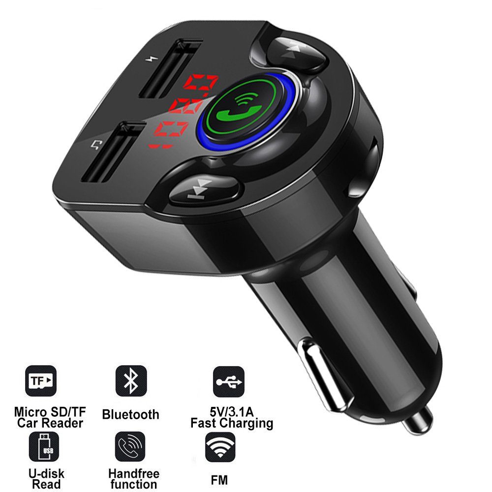 LifeImpree Auto-Adapter, Auto MP3 Player, USB Ladegerät, Kabellose Ladegeräte, FM transmitter