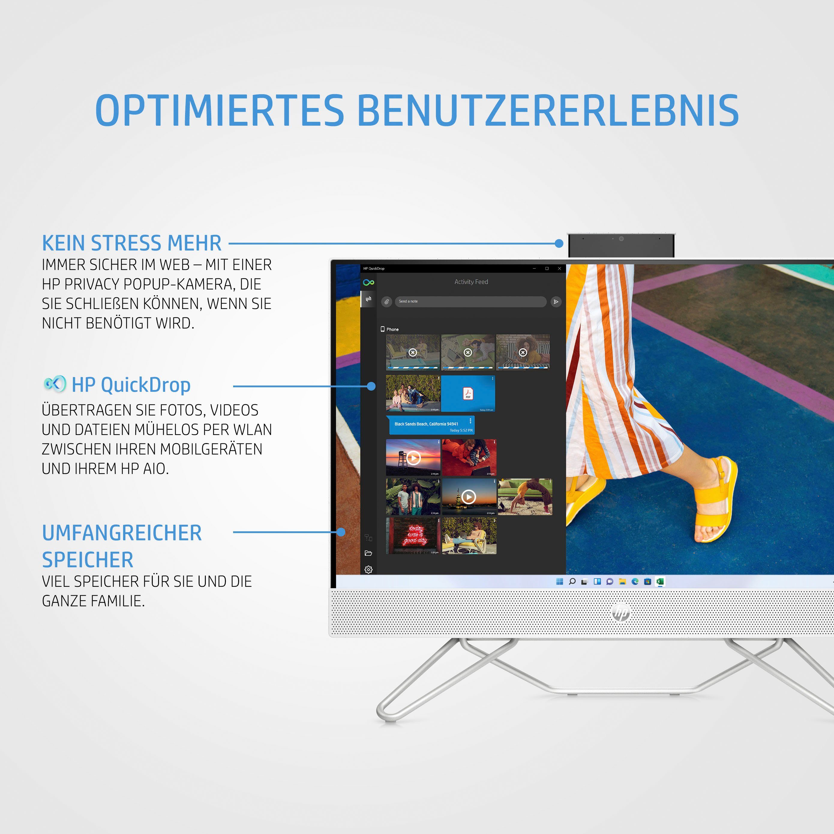 HP 24-cb0202ng All-in-One PC (23,8 Zoll, Intel Pentium J5040, UHD Graphics 605, 8 GB RAM, 512 GB SSD)