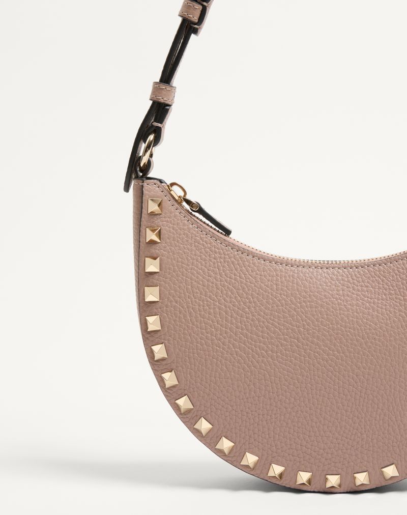 Mini Rockstud Hobo-tas van generfd kalfsleer