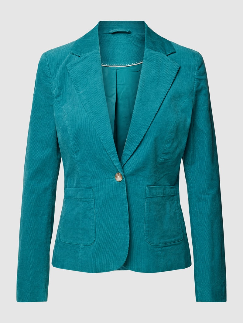 Blazer aus Cord mit Eingrifftaschen in petrol