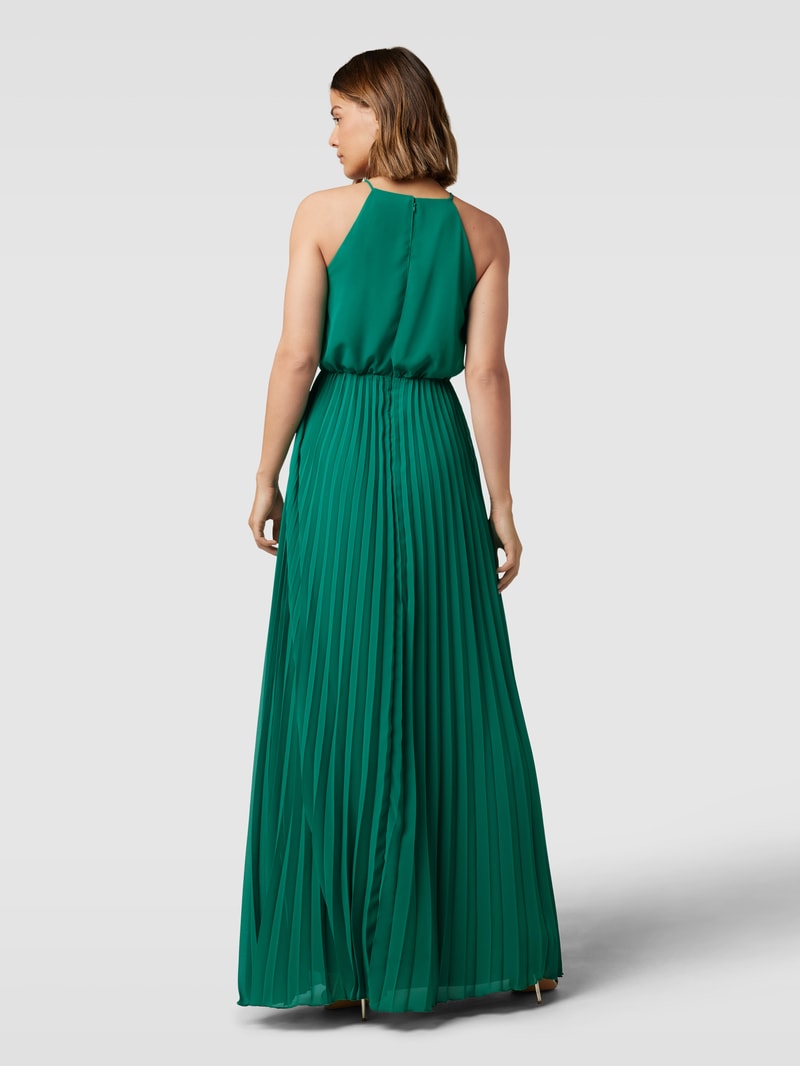 Abendkleid mit Plisseefalten in apfelgrün