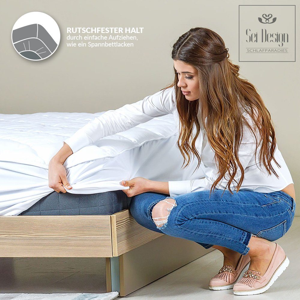 Matratzenschoner Topper wie Spannbettlaken gesteppt SEI Design, gesteppter Topper