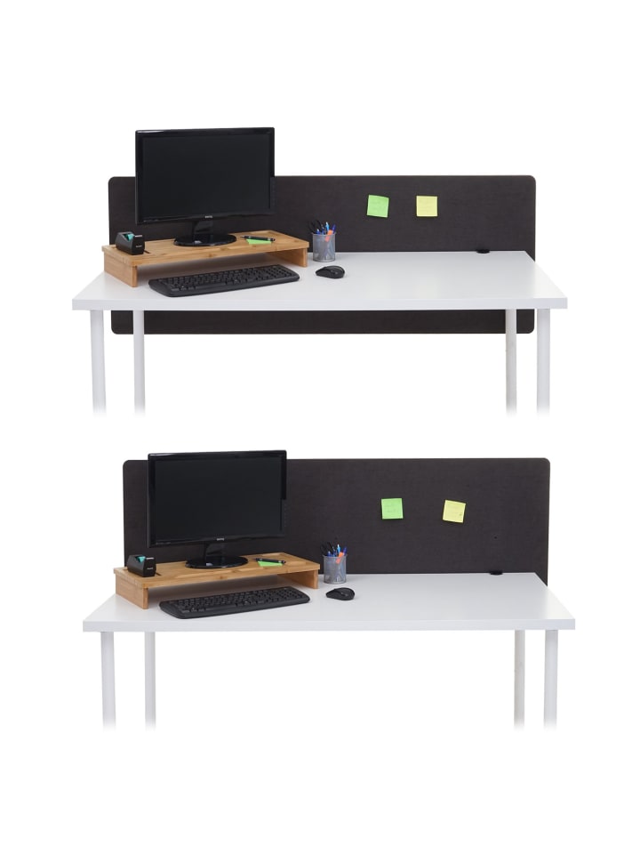 MCW Akustik-Tischtrennwand G75, 60x160cm braun-grau günstig kaufen onesize